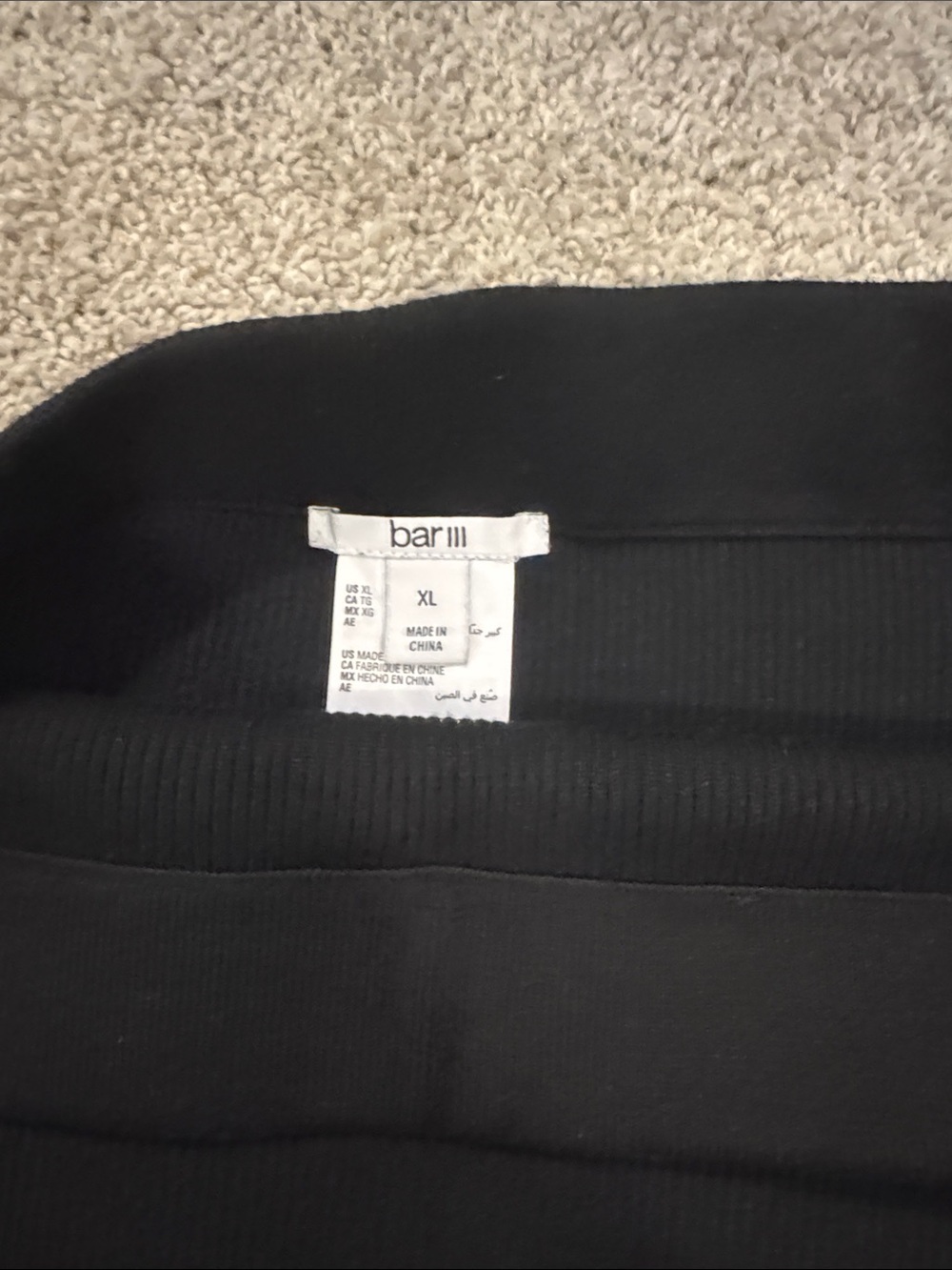 Bar III Black Ribbed Midi Pencil Skirt with Side Slit - Picture 2 of 6